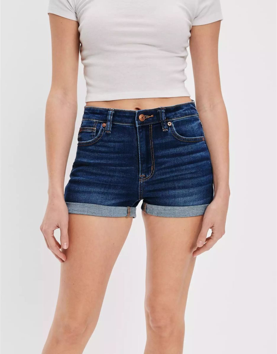 Shorts American Eagle AE Ne(x)t Level Super High-Waisted Denim Indigo Lavage Femme | TWJ-81673127